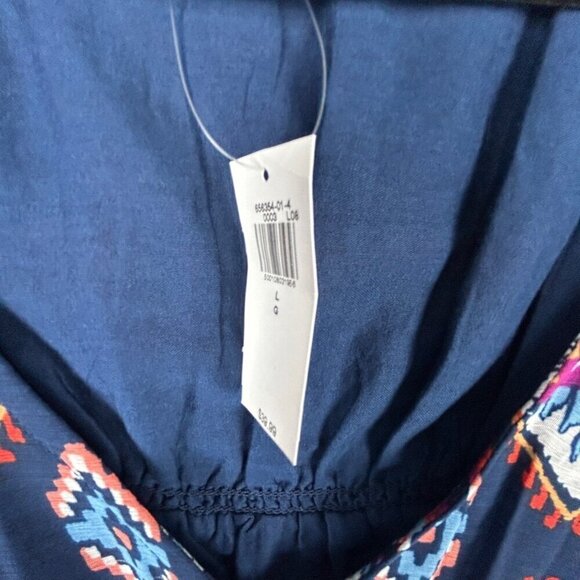 Old Navy Aztec Waist Defined Printed Dolman Sleeve Top Large Blue NWT - Picture 7 of 15